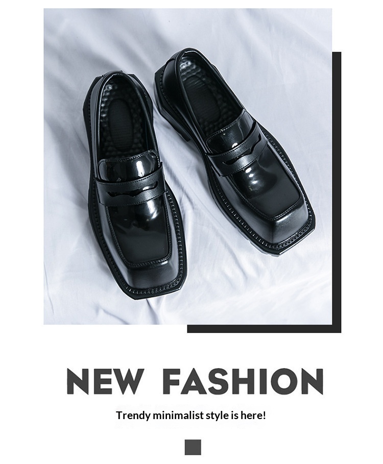 WalkPrime Formal Square Toe Leather For Men Britih Style In Caual Groommen Suit Black Thick-Soled Height-Increaing Derby_voghion.com