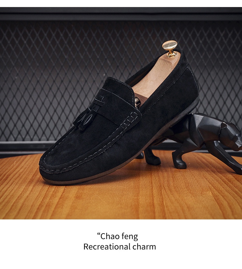 Voyage Voyage Men's Loafers Spring 2024 New Trendy Slip-On Casual Leather With Tassels Soft Sole Driving Shoes_voghion.com