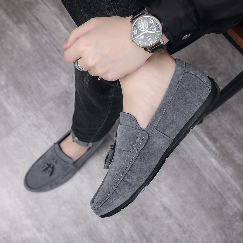 Voyage Voyage Men's Loafers Spring 2024 New Trendy Slip-On Casual Leather With Tassels Soft Sole Driving Shoes_voghion.com