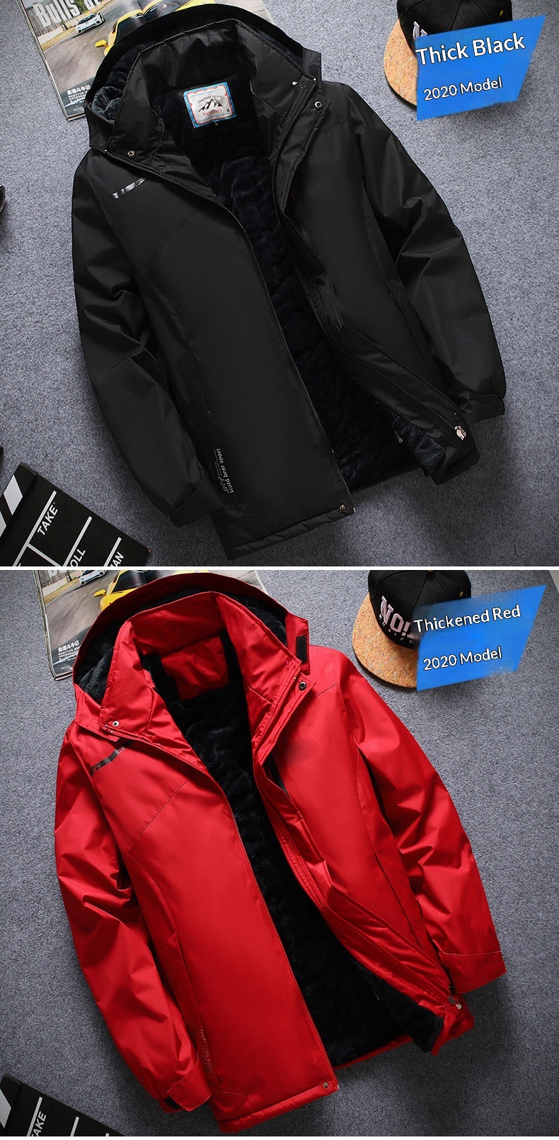 Herren-Baumwollmantel für den Winter, warm, winddicht, wasserdicht, strapazierfähig, Wanderjacke mit Kapuze, kältebeständig_voghion.com