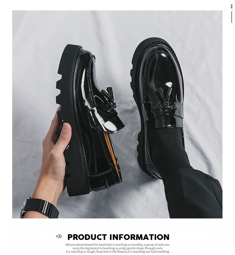 Voyage Men's Loafers New British Style Business Formal Shiny Slip-On Chunky Sole Height Increasing Casual Leather Shoes_voghion.com