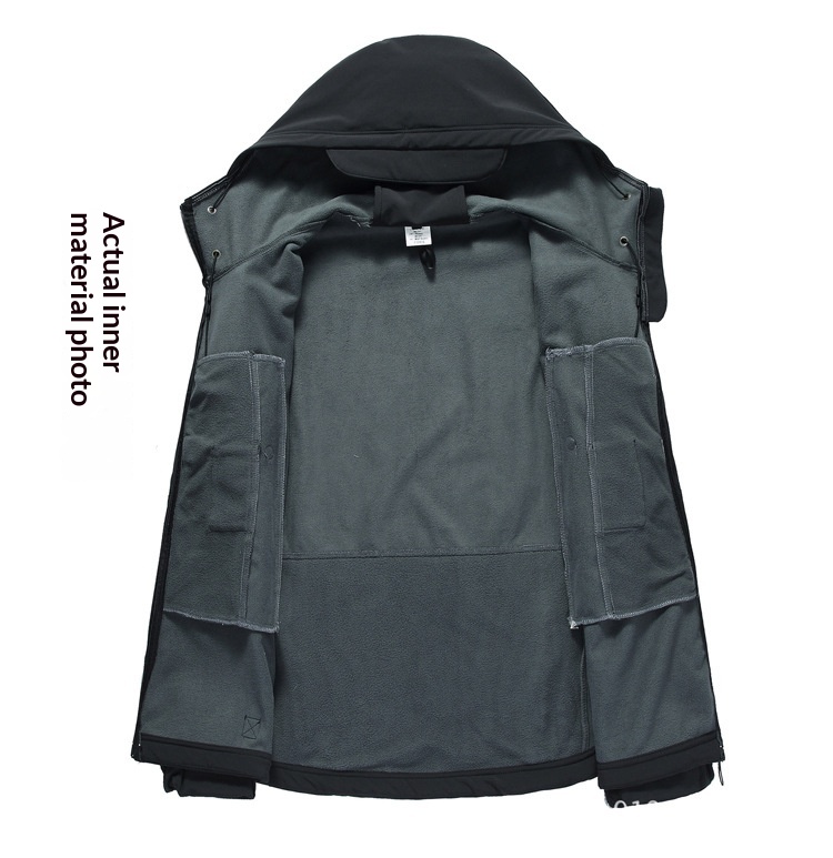 boy Boy Shark Skin Sof Shell Jacke Se For Men Winer Fleece-Lined Warm Mounaineering Waerproof Windproof Skiing Cycling_voghion.com