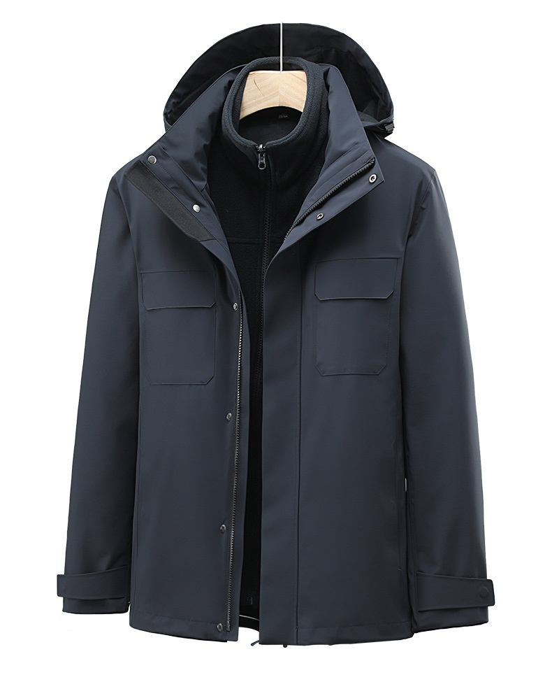 Boy 3-in-1 Abnehmbare High-End Business Outdoor Wasserdichte Winddichte Verdickte Warme Jacke zum Wandern Bergsteigen Camping Für_voghion.com