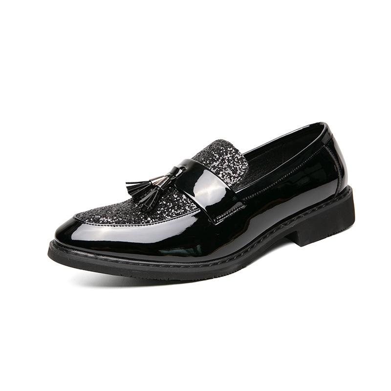 Voyage British Style Tassel Loafers Trendy Men's Slip-On Formal Business Casual Leather European And American Sequin Evening_voghion.com