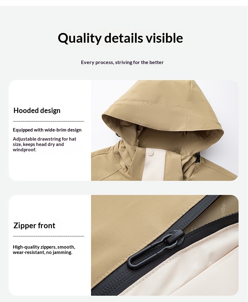 Boy Boy Outdoor 3'ü 1 arada Çıkarılabilir Erkek Rüzgar Geçirmez Polar Astar Su Geçirmez Soğuğa Dayanıklı Yürüyüş Ceketi Kadın Mont_voghion.com