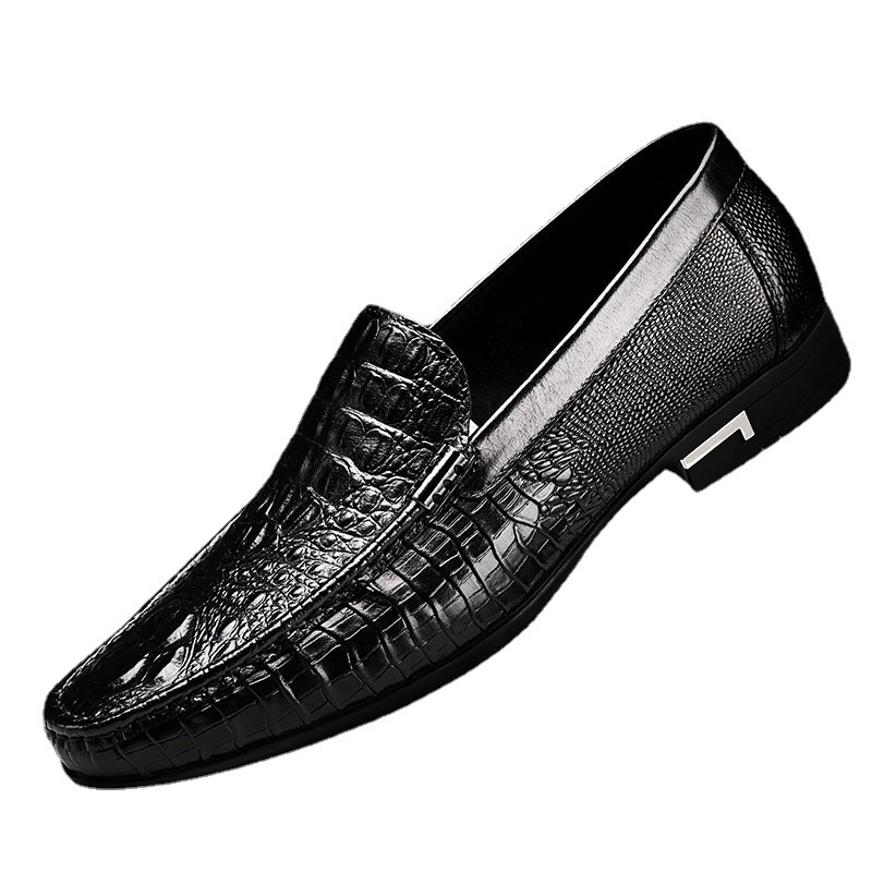 Voyage Voyage - Mocasines de piel auténtica con suela suave para hombre, cómodos y casuales, con estampado de cocodrilo, color negro_voghion.com