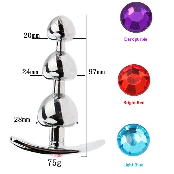 luckyqqyp Extenseur anal à trois perles en forme de champignon en métal SM Toys Out Wear Anal Plug Produits sexuels pour adultes_voghion.com