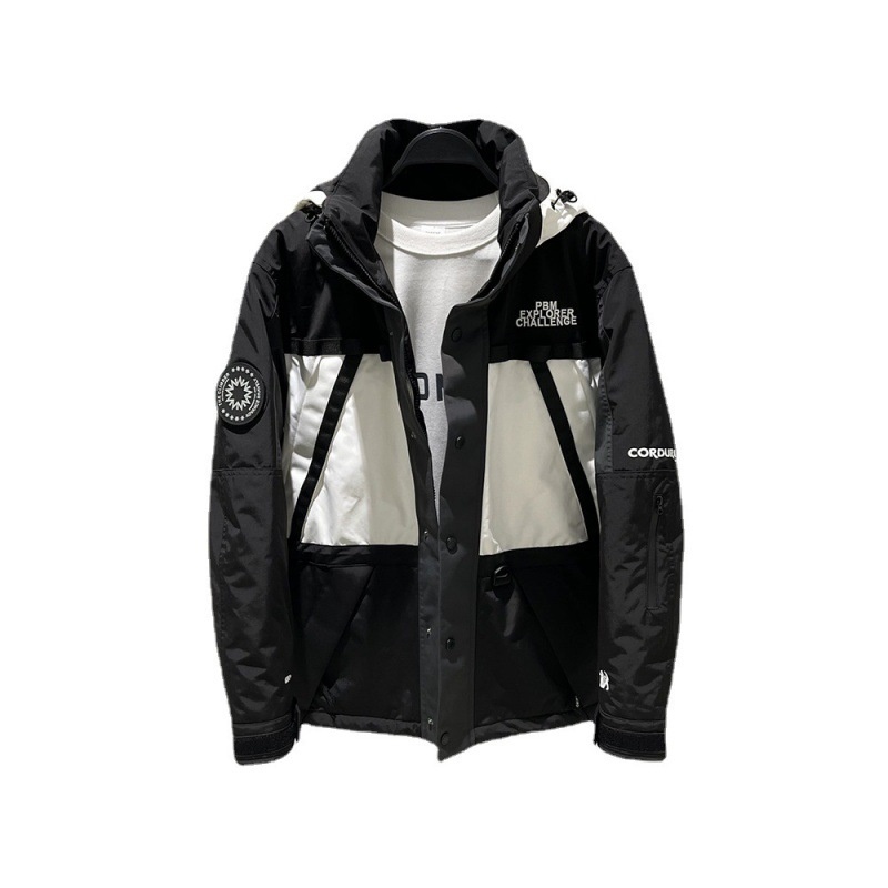 Herren Winter 2024, dick gefütterte Daunenjacke mit Kapuze, schwarz-weiß, trendig, im Großhandel erhältlich_voghion.com