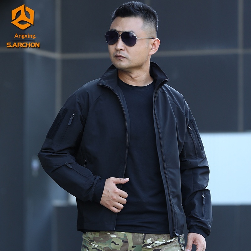 boy Boy Angken Outdoor UF Delta Tactical Soft Shell For Men, Autumn And Winter Windproof Stand Collar Jacket With Multiple_voghion.com