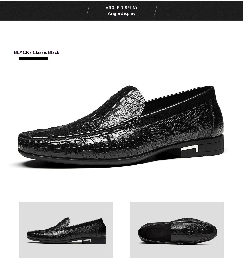 Voyage Voyage - Mocasines de piel auténtica con suela suave para hombre, cómodos y casuales, con estampado de cocodrilo, color negro_voghion.com