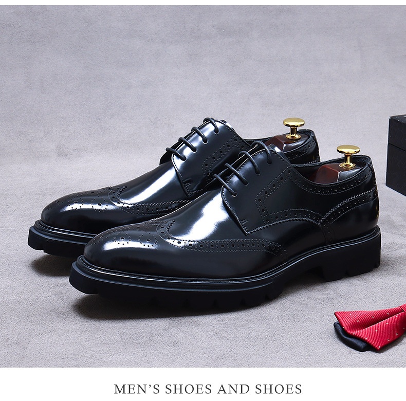 Voyage Voyage Grande Saldi Scarpe da Sposa Formali da Uomo in Pelle di Vacchetta con Suola Spessa, Fatte a Mano, Derby Lucide e Traspiranti_voghion.com