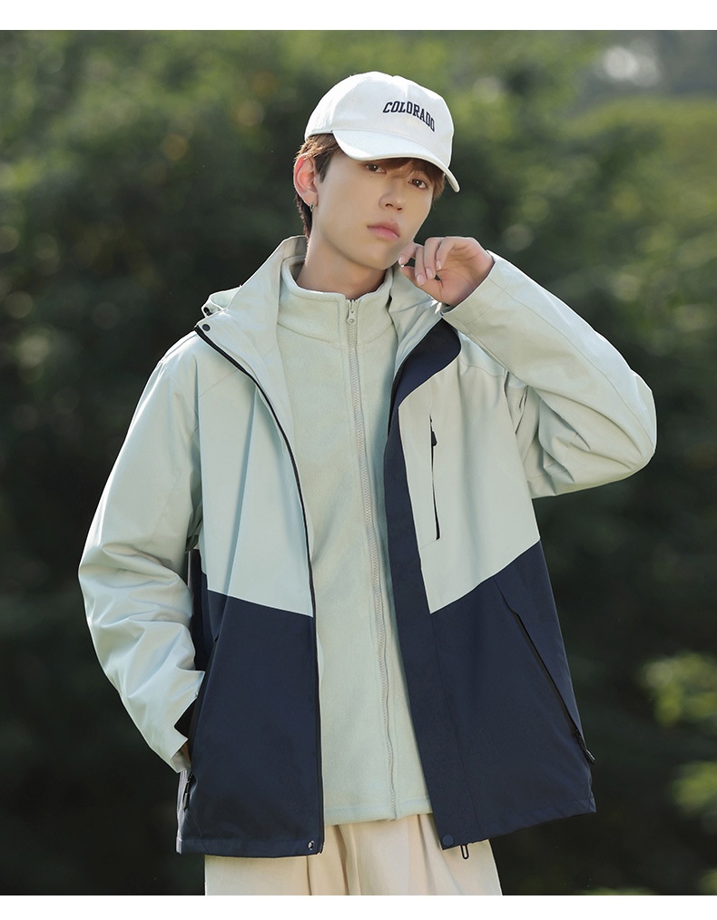 Boy Boy Outdoor 3'ü 1 arada Çıkarılabilir Erkek Rüzgar Geçirmez Polar Astar Su Geçirmez Soğuğa Dayanıklı Yürüyüş Ceketi Kadın Mont_voghion.com