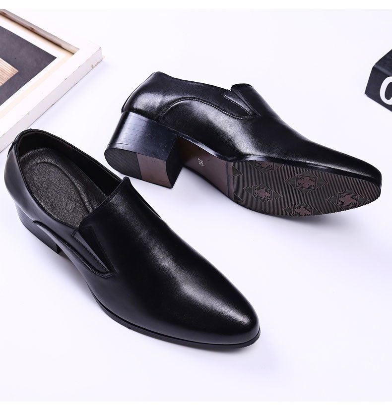 WalkPrime Factory Direct New 6CM Pointed Genuine Trendy Height Increasing Men's High Heel 8cm Leather Shoes_voghion.com