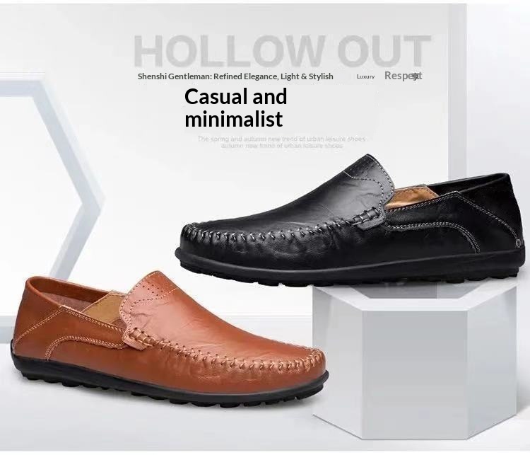 Voyage Voyage Men's Low-top Driving Loafers Casual Breathable Daily Leather Soft Sole Slip-on Shoes Wholesale_voghion.com