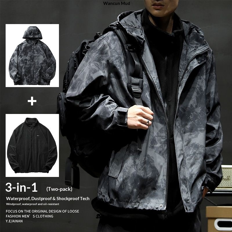 boy Boy Autumn Winter Men's 3-in-1 Detachable Windproof Plus Size Workwear Functional Fleece Jacket Wholesale_voghion.com