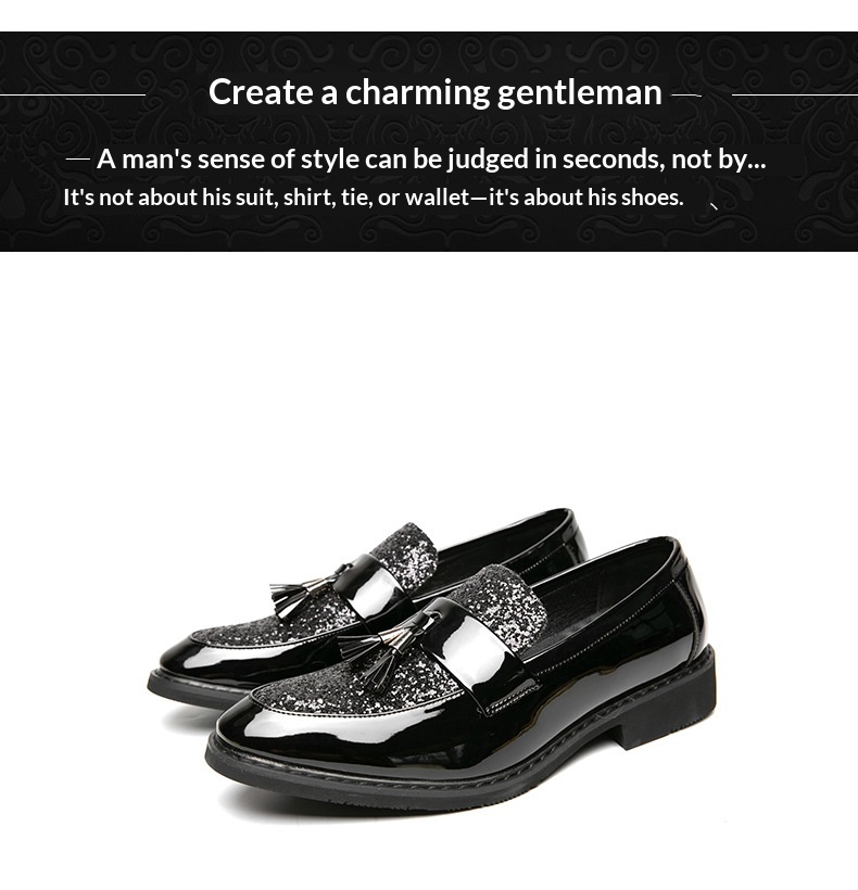 Voyage British Style Tassel Loafers Trendy Men's Slip-On Formal Business Casual Leather European And American Sequin Evening_voghion.com