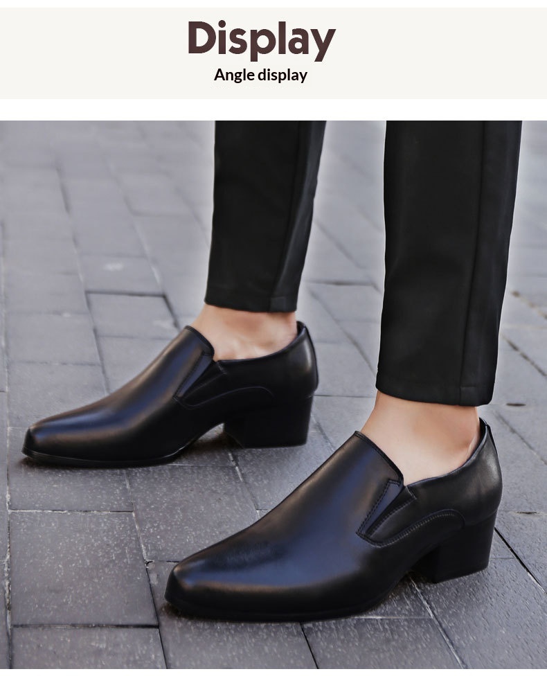 WalkPrime Factory Direct New 6CM Pointed Genuine Trendy Height Increasing Men's High Heel 8cm Leather Shoes_voghion.com