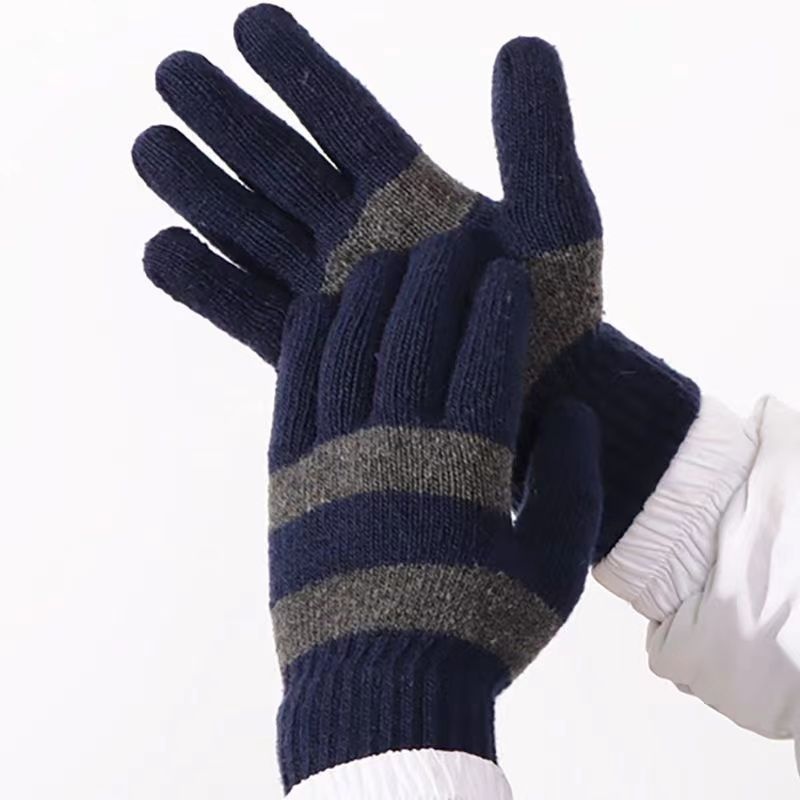 boy Boy Boy Autumn Winter Men's And Women's Knitted Warm Outdoor Cycling Fingered Driving Korean Style Fleece-Lined Gloves_voghion.com