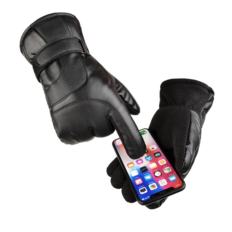 boy Boy Boy Warm Outdoor Winter Ski Leather Large Seven Plus Velvet Thickened Cold-Proof Non-Slip Sports Motorcycle Riding Gloves_voghion.com