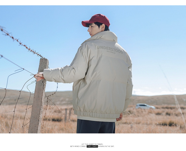 Vêtements pour hommes Hanlu, collection hiver 2024, doudoune épaisse et tendance à col montant, en coton Q_voghion.com