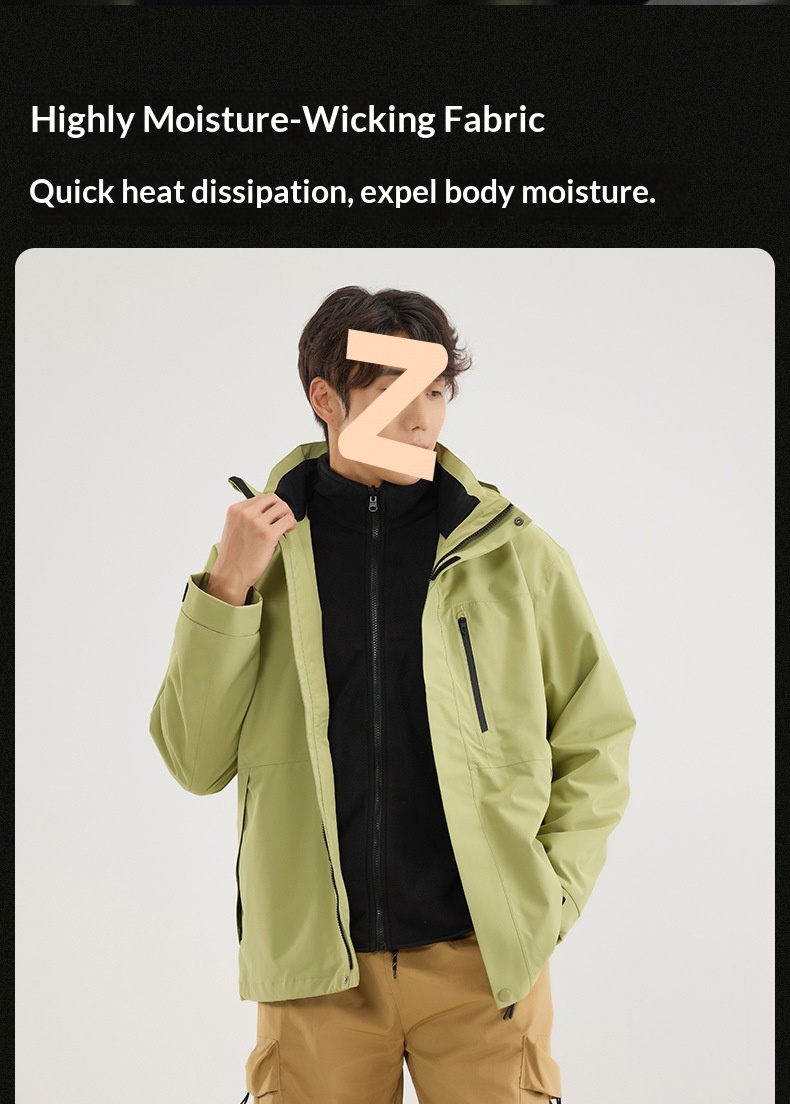 Boy 3-in-1 Jacke für Damen und Herren mit Fleecefutter, wind- und wasserdichte Outdoor-Bergsteigerjacke, direkt vom Hersteller_voghion.com