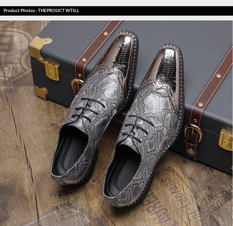 WalkPrime WalkPrime Cross-Border Gold Glossy Business Brogue Scarpe Derby con lacci, punta affilata, stile europeo e americano, taglia grande_voghion.com