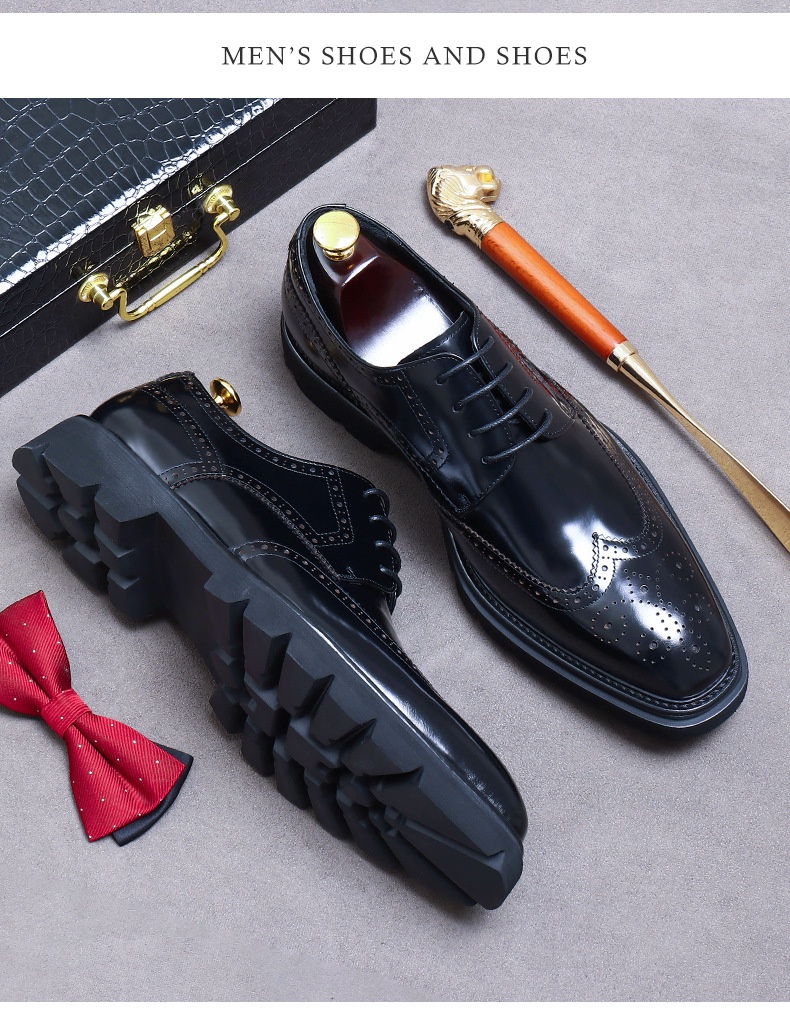 Voyage Voyage Grande Saldi Scarpe da Sposa Formali da Uomo in Pelle di Vacchetta con Suola Spessa, Fatte a Mano, Derby Lucide e Traspiranti_voghion.com