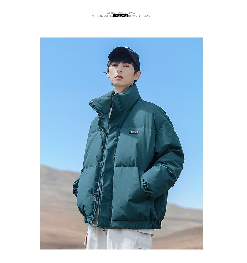 Vêtements pour hommes Hanlu, collection hiver 2024, doudoune épaisse et tendance à col montant, en coton Q_voghion.com