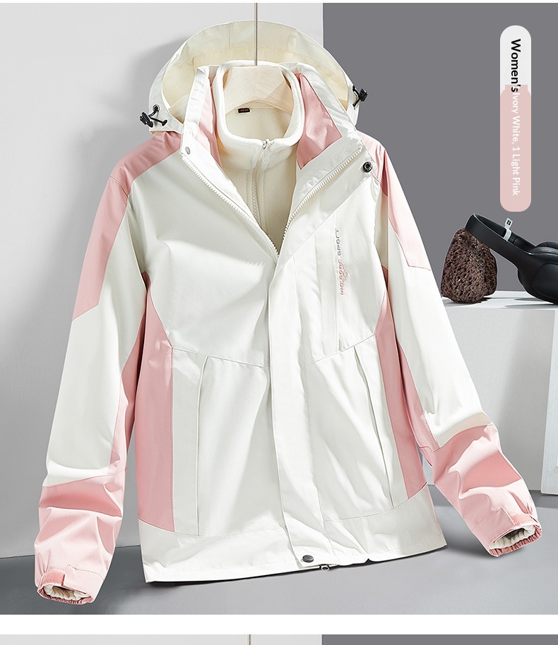 Boy Outdoor 3-in-1 Jacke für Damen und Herren, Paar-Wanderanzug, winddicht, wasserdicht, atmungsaktiv, wasserabweisend_voghion.com