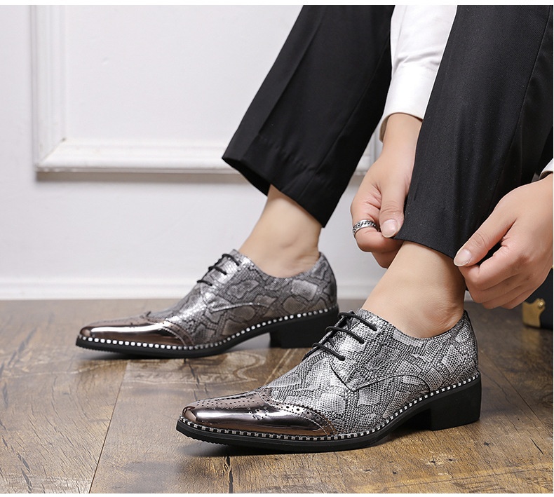 WalkPrime WalkPrime Cross-Border Gold Glossy Business Brogue Scarpe Derby con lacci, punta affilata, stile europeo e americano, taglia grande_voghion.com