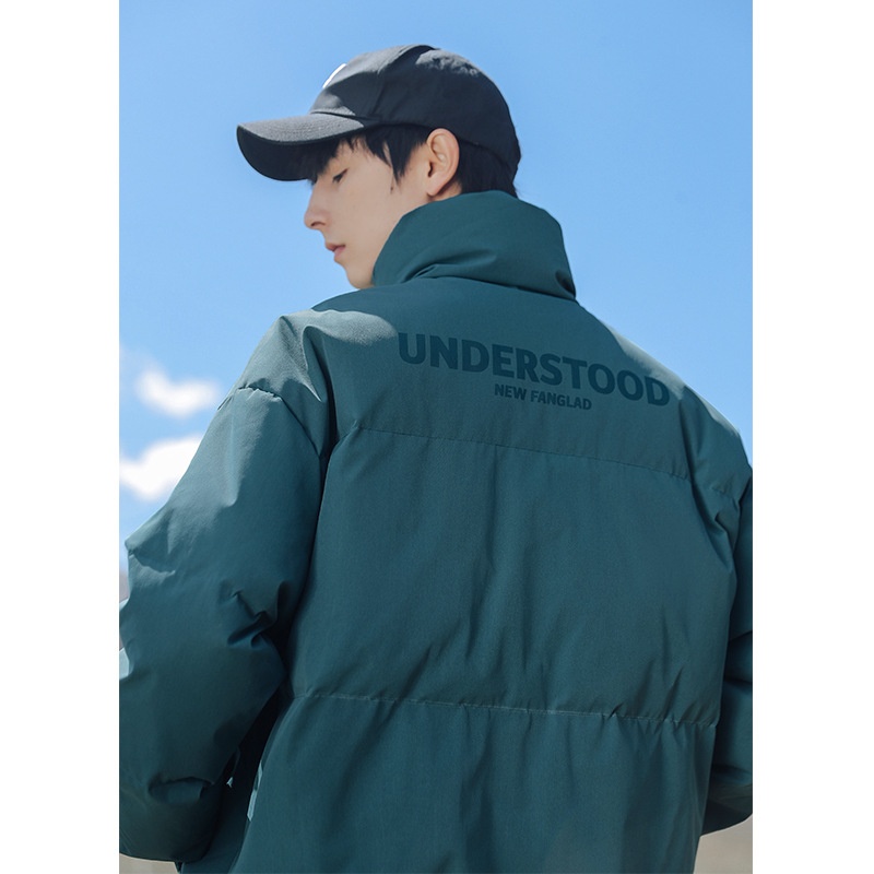 Vêtements pour hommes Hanlu, collection hiver 2024, doudoune épaisse et tendance à col montant, en coton Q_voghion.com