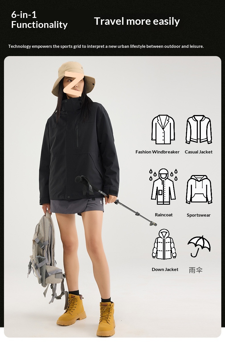 Boy 3-in-1 Jacke für Damen und Herren mit Fleecefutter, wind- und wasserdichte Outdoor-Bergsteigerjacke, direkt vom Hersteller_voghion.com