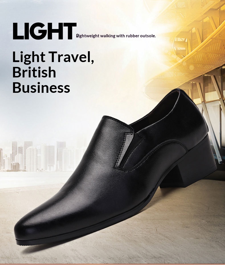 WalkPrime Factory Direct New 6CM Pointed Genuine Trendy Height Increasing Men's High Heel 8cm Leather Shoes_voghion.com