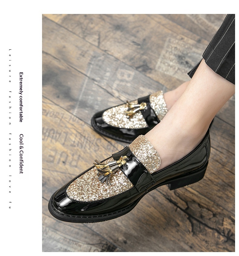 Voyage British Style Tassel Loafers Trendy Men's Slip-On Formal Business Casual Leather European And American Sequin Evening_voghion.com