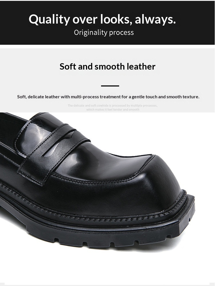 WalkPrime Formal Square Toe Leather For Men Britih Style In Caual Groommen Suit Black Thick-Soled Height-Increaing Derby_voghion.com