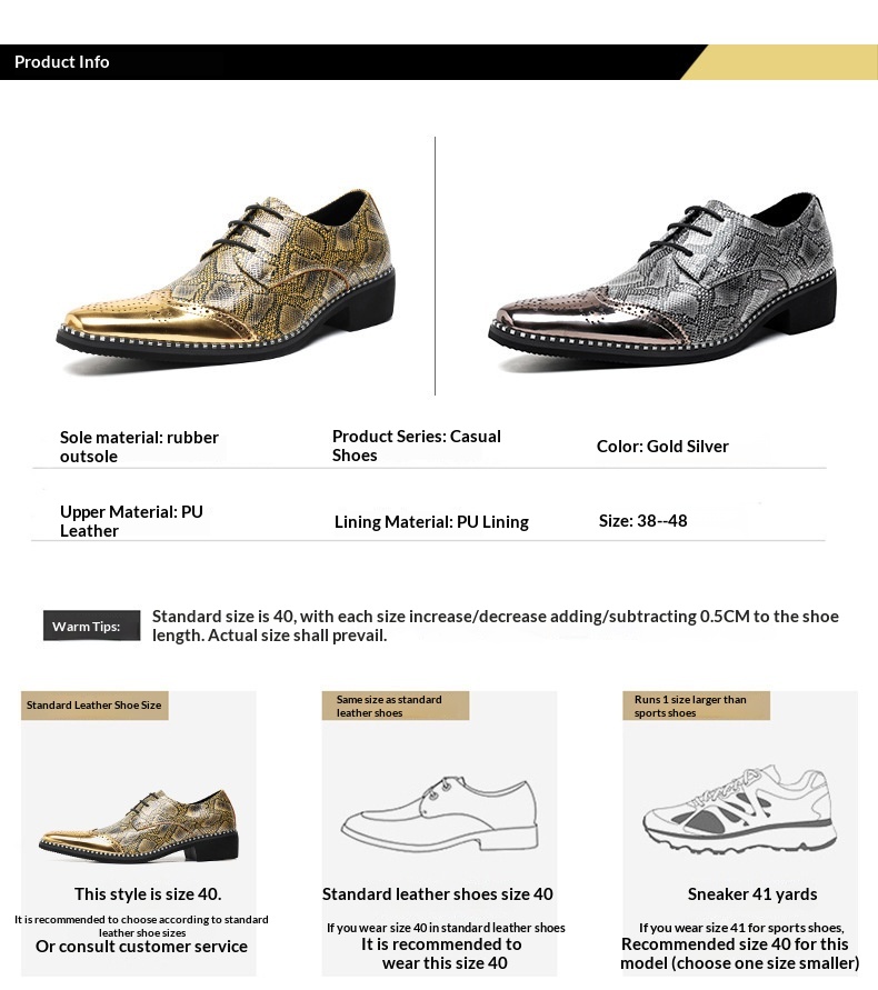 WalkPrime WalkPrime Cross-Border Gold Glossy Business Brogue Scarpe Derby con lacci, punta affilata, stile europeo e americano, taglia grande_voghion.com