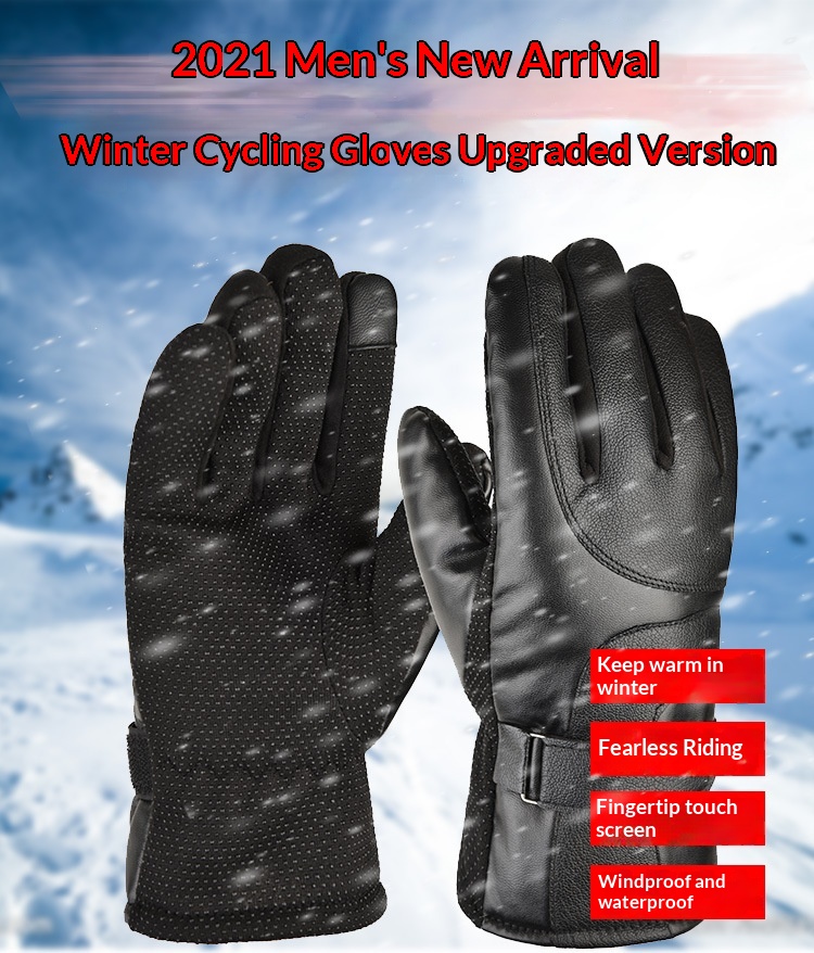 boy Boy Boy Warm Outdoor Winter Ski Leather Large Seven Plus Velvet Thickened Cold-Proof Non-Slip Sports Motorcycle Riding Gloves_voghion.com
