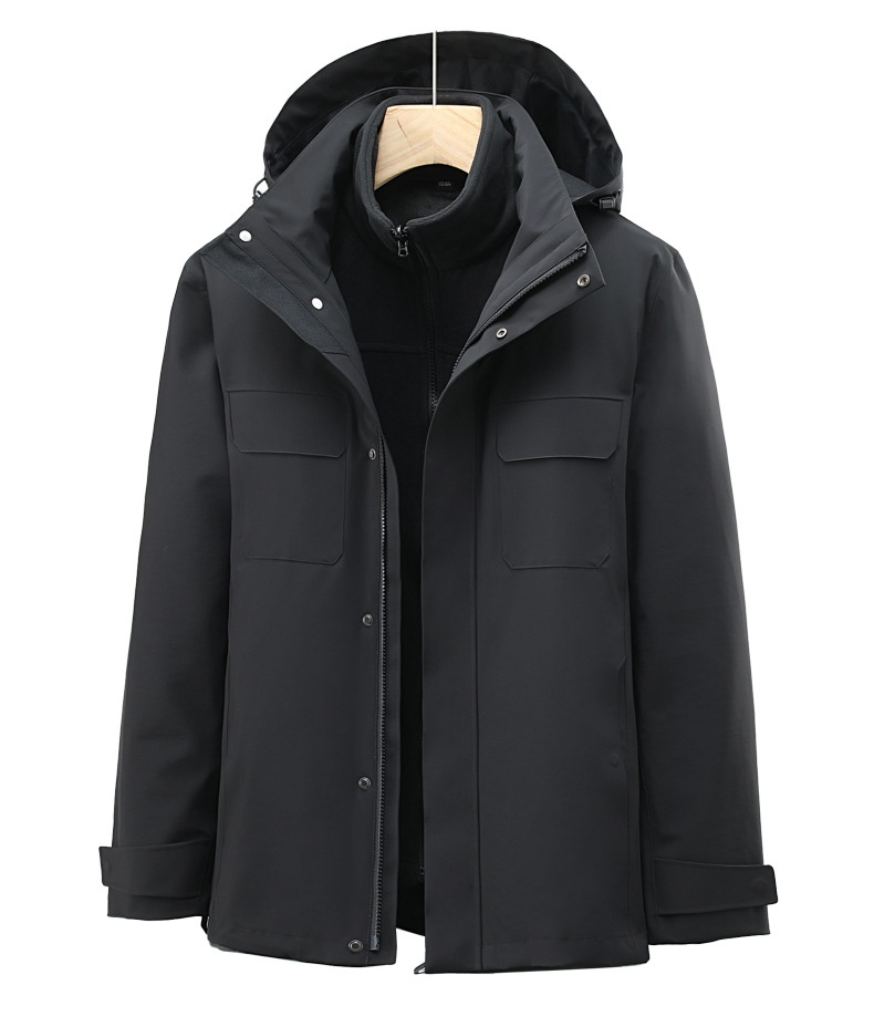 Boy 3-in-1 Abnehmbare High-End Business Outdoor Wasserdichte Winddichte Verdickte Warme Jacke zum Wandern Bergsteigen Camping Für_voghion.com