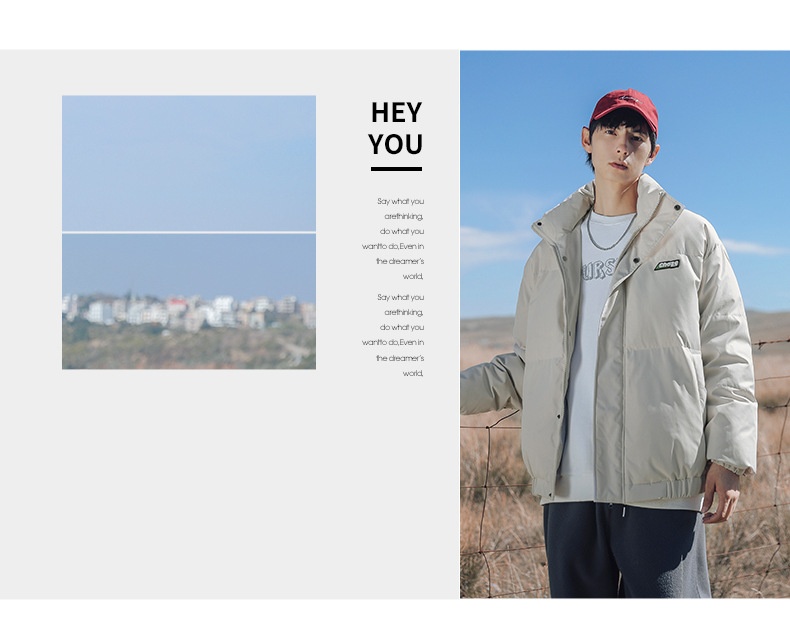 Vêtements pour hommes Hanlu, collection hiver 2024, doudoune épaisse et tendance à col montant, en coton Q_voghion.com