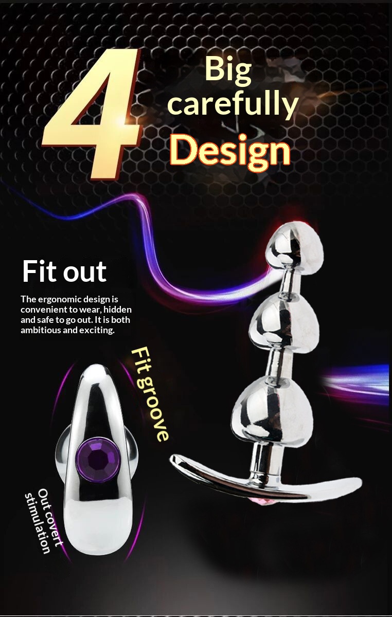 luckyqqyp Extenseur anal à trois perles en forme de champignon en métal SM Toys Out Wear Anal Plug Produits sexuels pour adultes_voghion.com