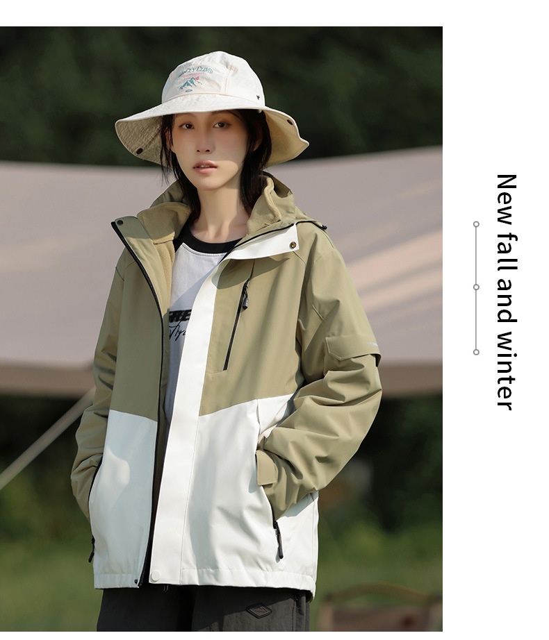 Boy Boy Outdoor 3'ü 1 arada Çıkarılabilir Erkek Rüzgar Geçirmez Polar Astar Su Geçirmez Soğuğa Dayanıklı Yürüyüş Ceketi Kadın Mont_voghion.com