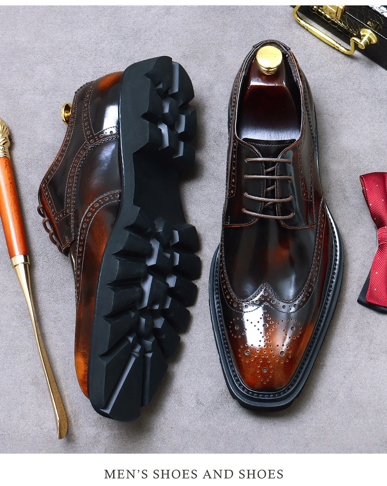 Voyage Voyage Grande Saldi Scarpe da Sposa Formali da Uomo in Pelle di Vacchetta con Suola Spessa, Fatte a Mano, Derby Lucide e Traspiranti_voghion.com