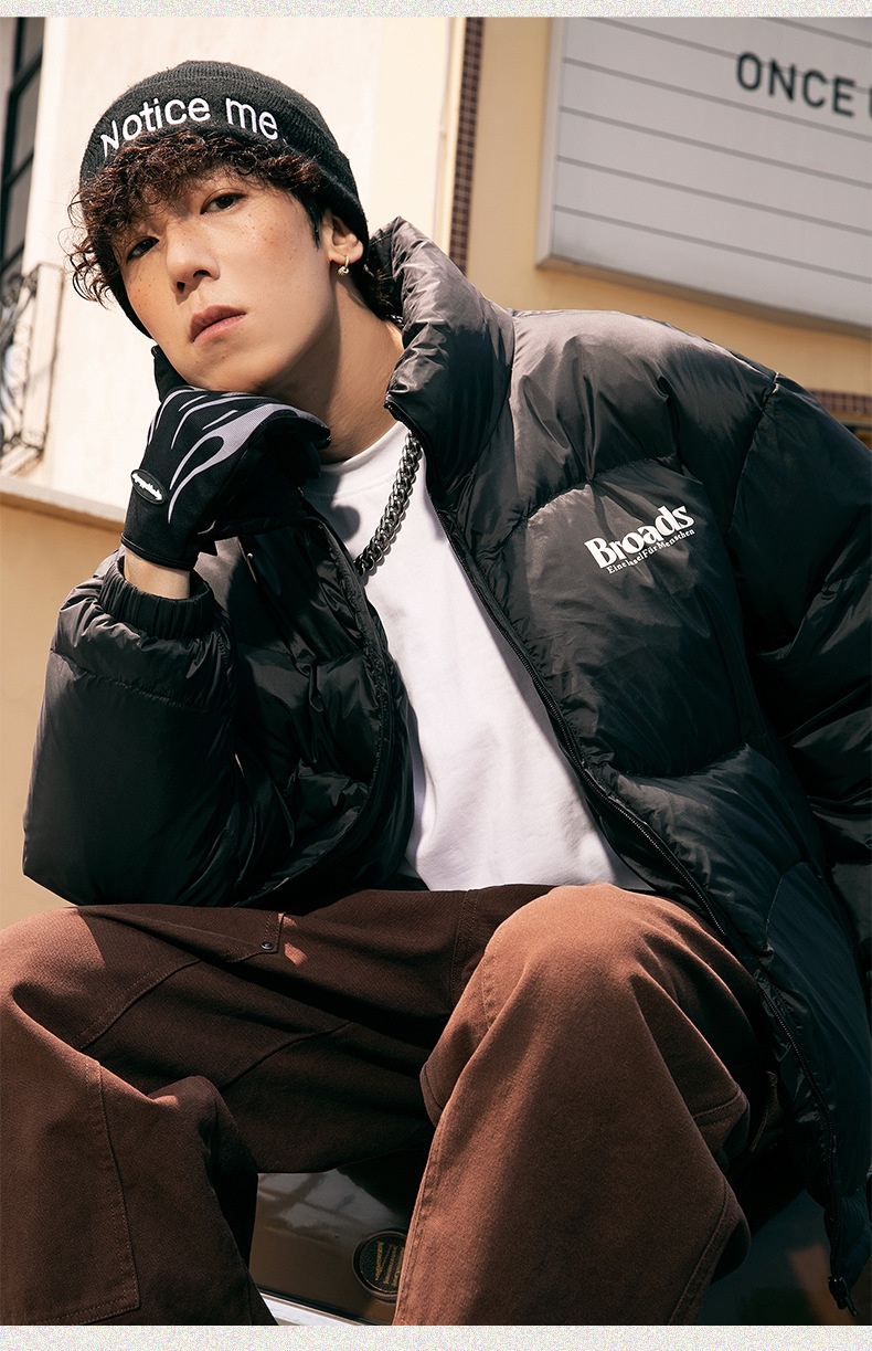 boy 90 American Style Short Down For Men Winter New Letter Print Trendy Brand Couple Warm Puffer Jacket_voghion.com