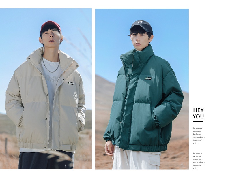 Vêtements pour hommes Hanlu, collection hiver 2024, doudoune épaisse et tendance à col montant, en coton Q_voghion.com