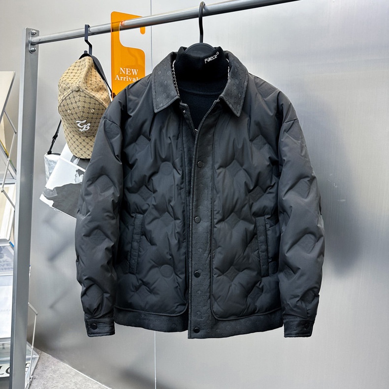 Doudoune d'hiver tendance pour homme, 90 % coton blanc, col rabattu, en duvet gaufré, avec col rabattu._voghion.com