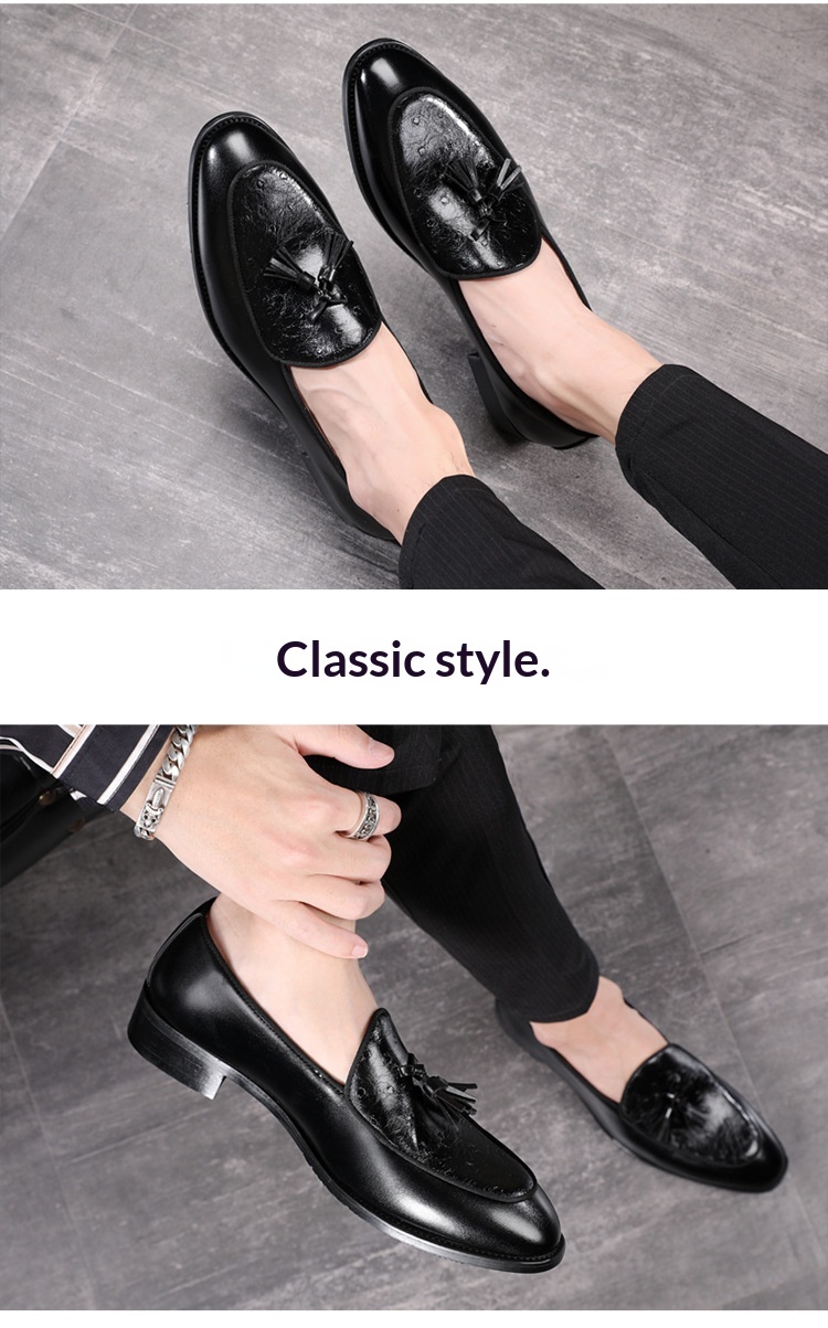 Voyage Voyage British Style Men's Leather Shoes Youth Pointed Toe Tassel Loafers In Stock Wholesale_voghion.com