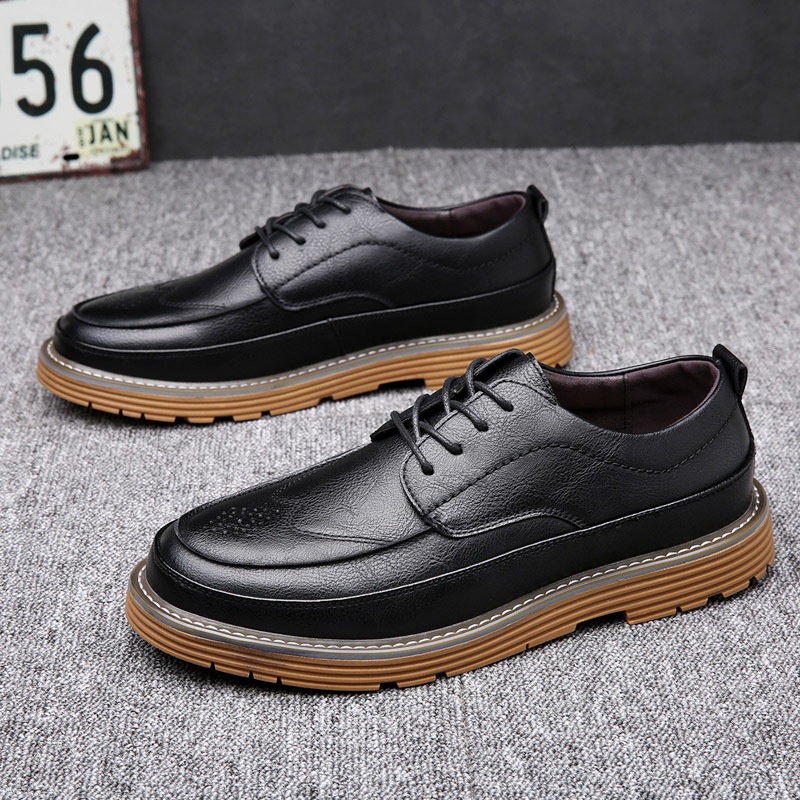 WalkPrime WalkPrime 2025 Cross-Border Herbst/Winter Brogue Business Herren Trendy Korean Version Echtleder Casual British Style Vielseitig_voghion.com