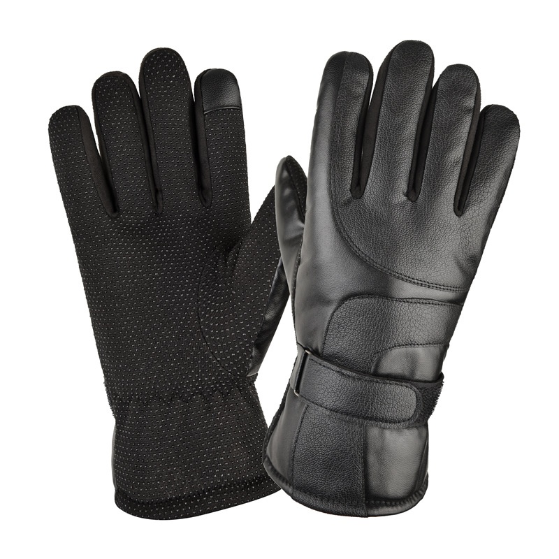 boy Boy Boy Warm Outdoor Winter Ski Leather Large Seven Plus Velvet Thickened Cold-Proof Non-Slip Sports Motorcycle Riding Gloves_voghion.com