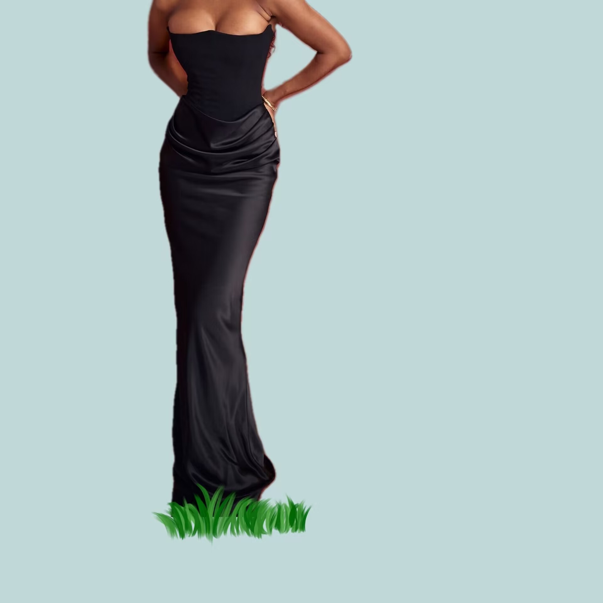 ChicShe ChicShe 2023 Abito da sera transfrontaliero europeo-americano, realizzato in raso di acetato setoso, evidenziato in nero per un look esclusivo e_voghion.com