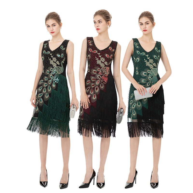 ChicShe ChicShe Hot Selling European And American High-end 1920 Beaded Performance Costume Vintage Sequin Dress_voghion.com